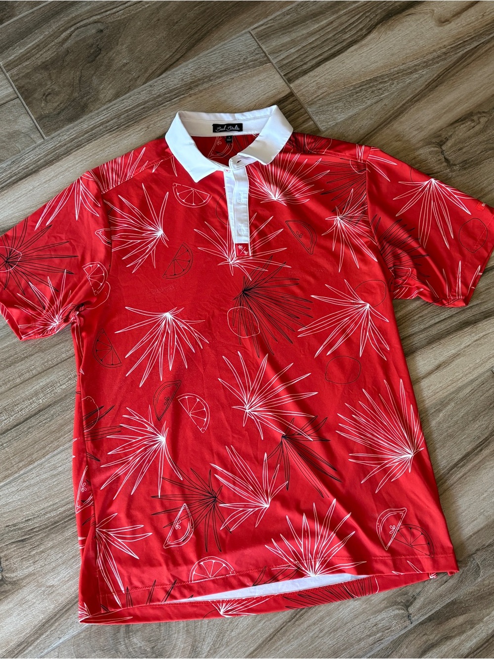 Bad Birdie Red Polo with White Collar